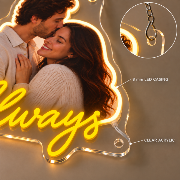 Custom Couple Photo LED Neon Sign – Personalized Romantic Wall Art