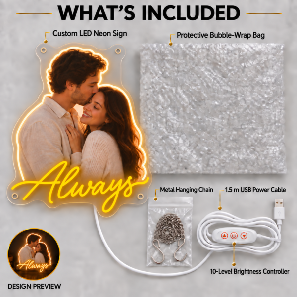 Custom Couple Photo LED Neon Sign – Personalized Romantic Wall Art