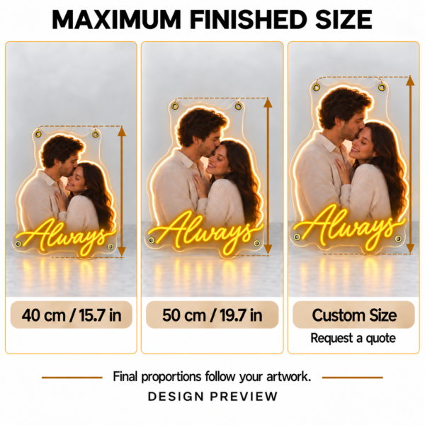 Custom Couple Photo LED Neon Sign – Personalized Romantic Wall Art