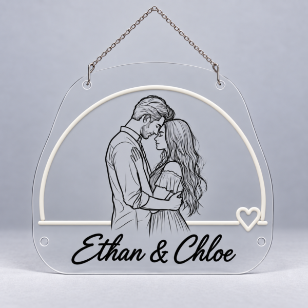 Custom Couple Line Art LED Neon Sign – Personalized Names & Romantic Wall Art