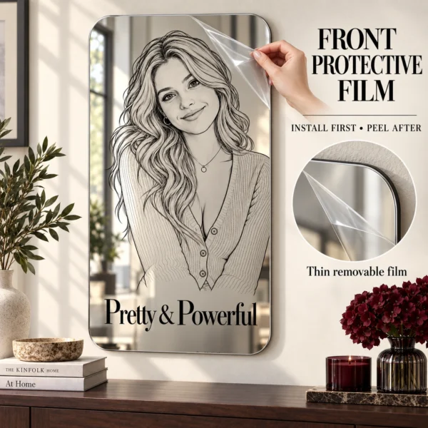 Pretty & Powerful Custom Portrait Mirror – Personalized Rounded Rectangle