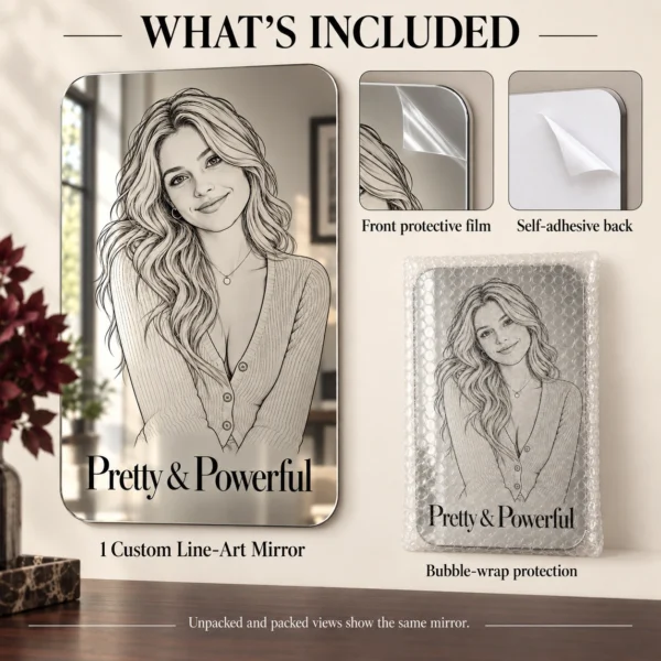 Pretty & Powerful Custom Portrait Mirror – Personalized Rounded Rectangle