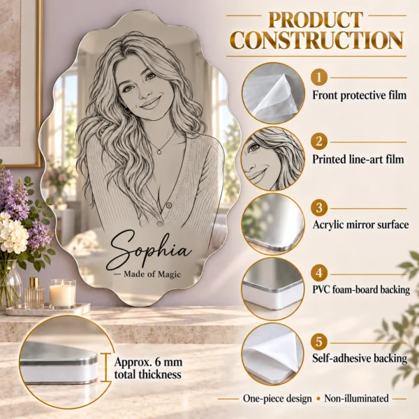 sophia-magic-scalloped-03-construction Sophia Made of Magic Custom Portrait Mirror – Personalized Scalloped Oval