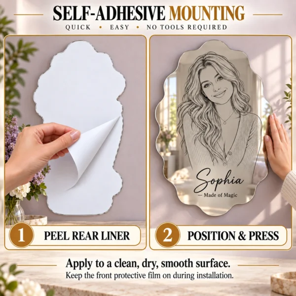 sophia-magic-scalloped-04-mounting Sophia Made of Magic Custom Portrait Mirror – Personalized Scalloped Oval